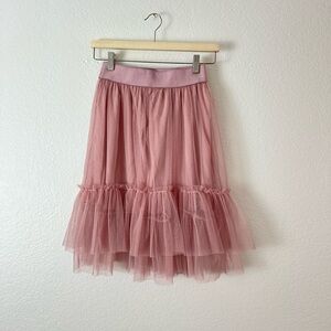 Chic Pink Tulle A-Line Skirt